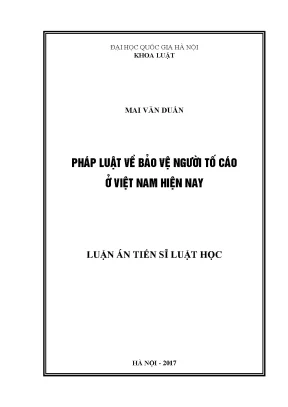 Bảo Vệ Người Tố Cáo Tại Việt Nam: Nghiên Cứu Luận Án