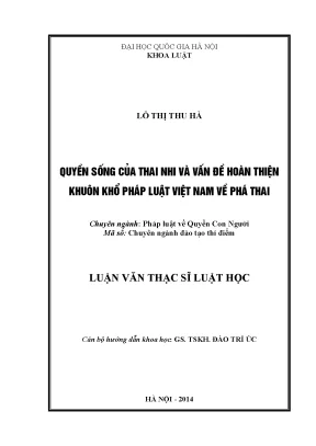 Quyền sống của thai nhi và hoàn thiện pháp luật về phá