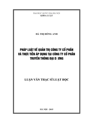 Quản trị công ty cổ phần: Pháp luật và thực tiễn tại