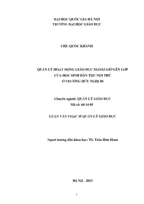 Quản Lý Hoạt Động Giáo Dục Ngoài Giờ Lên Lớp Cho Học