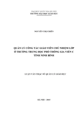 Quản lý công tác giáo viên chủ nhiệm lớp tại trường THPT