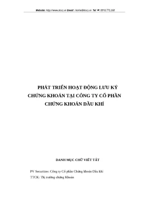 Phát Triển Hoạt Động Lưu Ký Chứng Khoán Tại Công Ty Cổ 