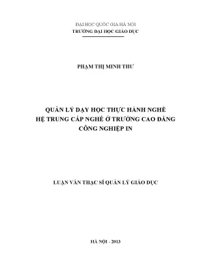 Quản Lý Dạy Học Thực Hành Nghề Trung Cấp Tại Trường Cao