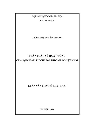 Nghiên cứu pháp luật về quỹ đầu tư chứng khoán tại Việt Nam