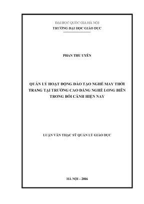 Quản Lý Đào Tạo Nghề May Thời Trang Tại Trường Cao Đẳng