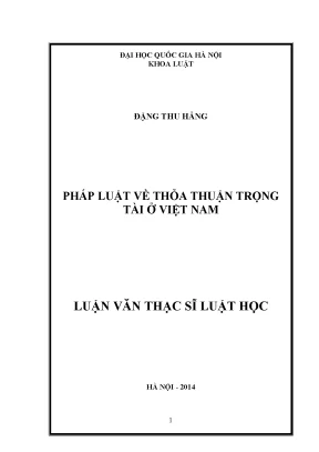 Thỏa Thuận Trọng Tài Ở Việt Nam: Luận Văn Thạc Sĩ Về