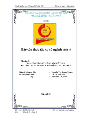 Tổ Chức Công Tác Kế Toán Tại Công Ty TNHH Titan Hoa Hằng