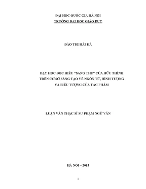 Nghiên cứu dạy học đọc hiểu bài thơ "Sang Thu" của Hữu Thỉnh