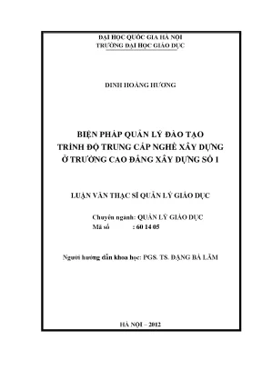 Biện Pháp Quản Lý Đào Tạo Trung Cấp Nghề Xây Dựng Tại