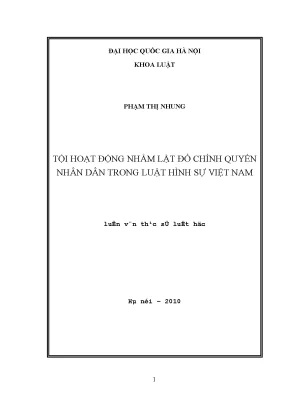 Tội Hoạt Động Nhằm Lật Đổ Chính Quyền Nhân Dân Trong