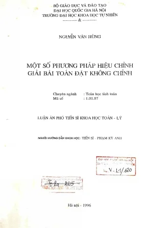 Phương Pháp Hiệu Chỉnh Giải Bài Toán Đặt Không Chỉnh