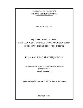 Dạy Học Năng Lực Nội Dung Nguyên Hàm Ở Trường Trung Học