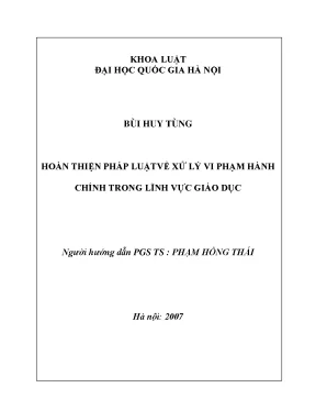 Hoàn thiện pháp luật xử lý vi phạm hành chính trong giáo