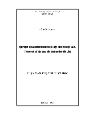 Nghiên cứu tội phạm chưa hoàn thành theo luật hình sự