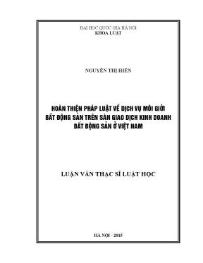 Hoàn thiện pháp luật dịch vụ môi giới bất động sản tại