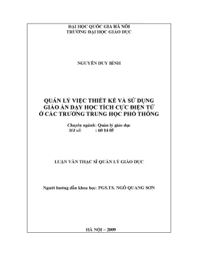 Quản lý thiết kế và sử dụng giáo án dạy học tích cực