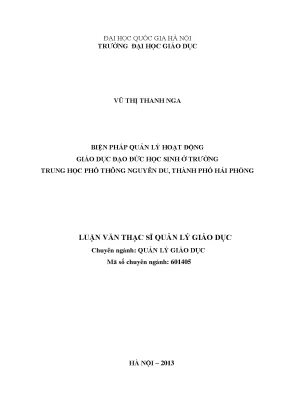 Quản Lý Hoạt Động Giáo Dục Đạo Đức Học Sinh Tại Trường
