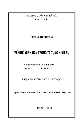 Minh Oan Trong Tố Tụng Hình Sự: Vấn Đề Cần Được Giải Quyết