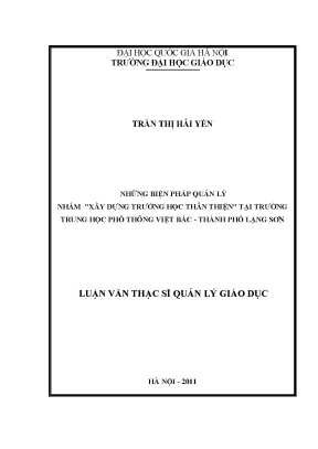 Biện Pháp Quản Lý Xây Dựng Trường Học Thân Thiện Tại