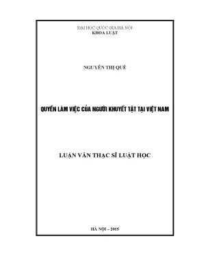 Quyền Làm Việc của Người Khuyết Tật tại Việt Nam: Nghiên