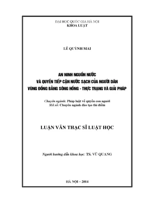 An Ninh Nguồn Nước và Quyền Tiếp Cận Nước Sạch Tại Đồng