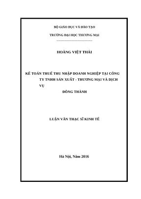Kế Toán Thuế Doanh Nghiệp Tại Công Ty TNHH Sản Xuất