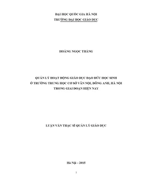 Quản Lý Giáo Dục Đạo Đức Học Sinh Tại Trường Trung Học