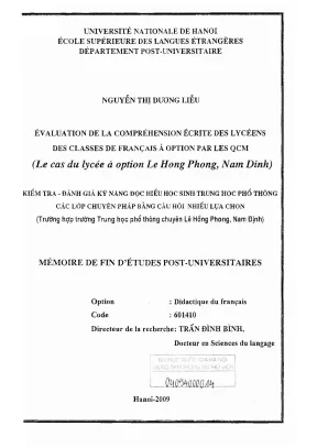 Đánh giá khả năng đọc hiểu của học sinh lớp 12 qua QCM 
