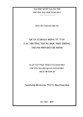Quản Lý Hoạt Động Tư Vấn Tại Các Trường Trung Học Phổ