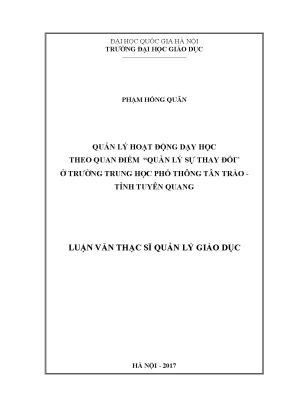 Quản lý hoạt động dạy học theo quan điểm quản lý sự thay