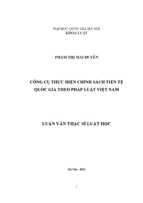 Công Cụ Thực Hiện Chính Sách Tiền Tệ Quốc Gia Theo Pháp