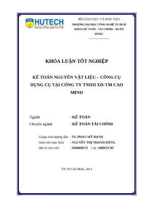 Kế Toán Nguyên Vật Liệu và Công Cụ Dụng Cụ tại Công Ty