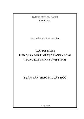 Tội Phạm Hàng Không Trong Luật Hình Sự Việt Nam: Nghiên
