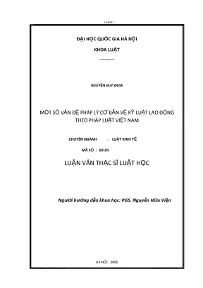 Luận văn thạc sĩ vnu ls một số vấn đề pháp lý cơ bản về kỷ luật lao động theo pháp luật việt nam