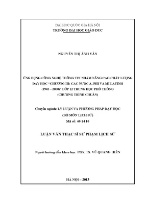 Nâng cao chất lượng dạy học Lịch sử lớp 12 qua ứng dụng 