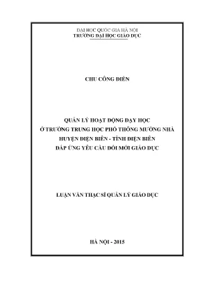 Quản lý dạy học tại trường THPT Mường Nhà, Điện Biên: