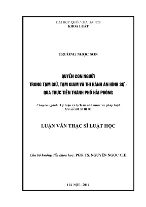 Nghiên cứu quyền con người trong tạm giữ, tạm giam và