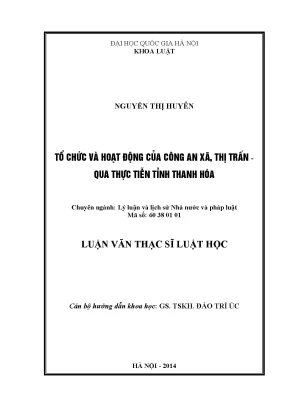 Tổ Chức và Hoạt Động của Công An Xã Thị Trấn Tại Thanh Hóa