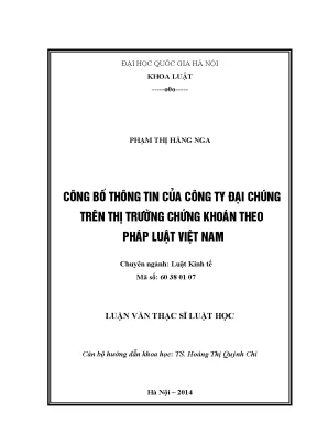 Công Bố Thông Tin Công Ty Đại Chúng Trên Thị Trường