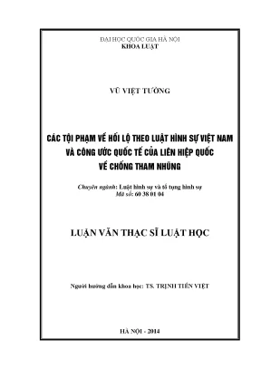 Nghiên cứu các tội phạm về hối lộ theo luật hình sự Việt