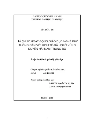 Tổ Chức Hoạt Động Giáo Dục Nghề Phổ Thông Gắn Với Kinh
