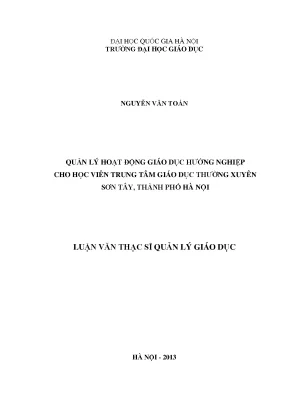 Quản Lý Hoạt Động Giáo Dục Hướng Nghiệp Tại Trung Tâm