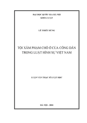 Tội xâm phạm chỗ ở của công dân trong luật hình sự Việt Nam