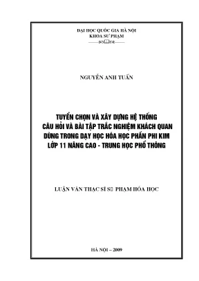 Xây Dựng Hệ Thống Câu Hỏi Trắc Nghiệm Hóa Học Lớp 11