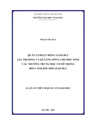 Quản lý giáo dục giá trị sống và kỹ năng sống cho học
