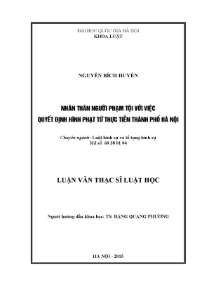 Nghiên cứu nhân thân người phạm tội và quyết định hình
