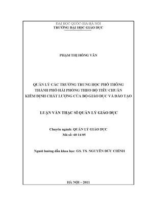 Quản lý chất lượng giáo dục tại các trường THPT Hải Phòng