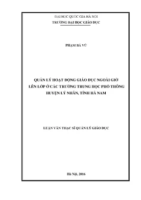 Quản lý hoạt động giáo dục ngoài giờ tại trường THPT