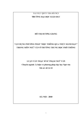 Phương Pháp Học Thông Qua Thực Hành Dạy Ngữ Văn Ở Trường