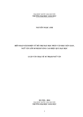 Sách điện tử hỗ trợ dạy học văn học dân gian lớp 10